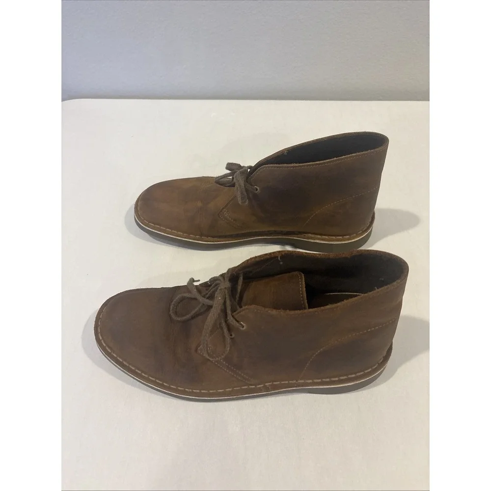 Mens Clarks Bushacre Dark Brown Leather Chukka Ankle Boots Size 9 M